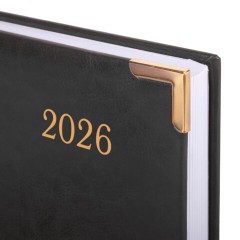 Ежедневник датированный 2026, А5, 138x213 мм, BRAUBERG "Senator", под кожу, черный, 117094 - фото 3