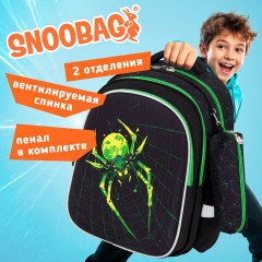 Рюкзак SNOOBAG (СНУБЭГ) MIND с пеналом в комплекте, 2 отделения, "Неоновый паук", 40х28х18 см, 274444 - фото 7