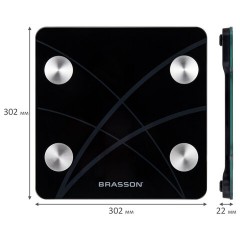 Весы напольные диагностические BRASSON (БРАССОН) FS-33D, 30x30 см, до 180 кг, 15 параметров, стекло, черные, 458447 - фото 7