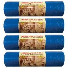 Мешки для мусора 100 л, завязки, синие, в рулоне 10 шт., ПВД, 40 мкм, 84х67 см, КОНЦЕПЦИЯ БЫТА VITALUX, 510 - фото 2