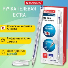 Ручка гелевая BRAUBERG "EXTRA", СИНЯЯ, корпус прозрачный, узел 0,5 мм, линия 0,35 мм, 143902 - фото 9