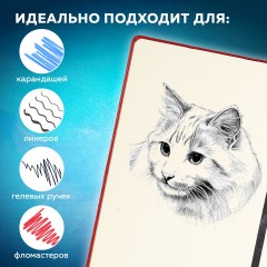 Скетчбук, слоновая кость 140 г/м2 130х210 мм, 80 л., КОЖЗАМ, застежка металл, BRAUBERG ART CLASSIC, "Inspiration", под кожу, красный, 116466 Скетчбук, слоновая кость 140 г/м2 130х210 мм, 80 л., КОЖЗАМ, застежка металл, BRAUBERG ART CLASSIC, "Inspiration", под кожу, красный, 116466 - фото 15