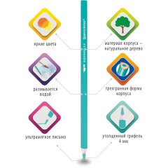 Карандаши цветные акварельные BRAUBERG PREMIUM AQUARELLE, 12 цветов, трехгранные, утолщенный грифель 4 мм, натуральное дерево, 181671 - фото 10