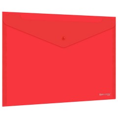 Папка-конверт с кнопкой прозрачная А4, BRAUBERG "UNIVERSAL", до 100 листов, красная, 0,15 мм, 273073