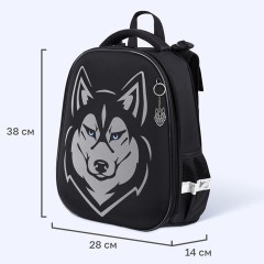 Ранец BRAUBERG SHINY, 2 отделения, с брелоком, "Хаски", СВЕТЯЩИЙСЯ РИСУНОК, 38х28х14 см, 271383 - фото 11