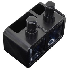 Дозатор DOUBLE для мыла/геля и моющего средства/шампуня, 2х350 мл, органайзер для губок и щеток, ЧЕРНЫЙ, 10х18х17 см, LAIMA HOME, 700045 - фото 4