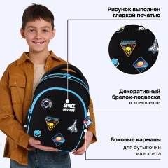 Рюкзак BRAUBERG OPTIMA, 2 отделения, с брелоком, "Открытый космос", 36х27х18 см, 272095 - фото 10