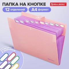 Папка-органайзер на кнопке 12 отделений, BRAUBERG "Extra", А4, персиковая с лавандовым, 271931 Папка-органайзер на кнопке 12 отделений, BRAUBERG "Extra", А4, персиковая с лавандовым, 271931 - фото 9