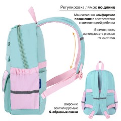 Рюкзак BRAUBERG PASTEL с термонашивками в комплекте, "Funny clouds", мятный, 40х29х14 см, 271421 Рюкзак BRAUBERG PASTEL с термонашивками в комплекте, "Funny clouds", мятный, 40х29х14 см, 271421 - фото 13