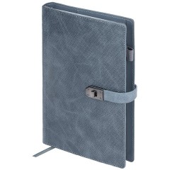 Ежедневник недатированный А5 152х220 мм BRAUBERG "Sirius", под кожу, застежка 160 л., серый, 116214