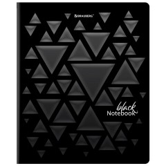 Тетрадь А5, 48 л., BRAUBERG, скоба, клетка, матовая ламинация, выборочный лак, "Black" (микс в спайке), 404375 - фото 6