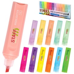 Набор текстовыделителей 12 ЦВЕТОВ, STAFF "EVERYDAY HL-720", 6 неоновых цветов + 6 пастельных цветов, линия 1-5 мм, 152557