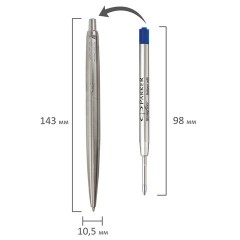 Ручка шариковая PARKER "Jotter XL Monochrome Stainless Steel CT", корпус серебристый, сталь, синяя, 2122756 - фото 8