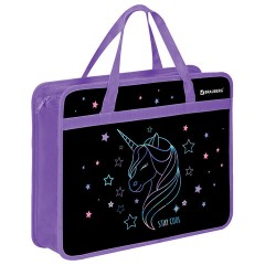 Папка на молнии с ручками BRAUBERG А4, 1 отделение, пластик, 80 мм, "Radiant unicorn", 273369