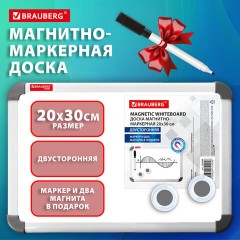 Доска магнитно-маркерная двусторонняя 20x30 см, с маркером и 2 магнитами, BRAUBERG, 238988 - фото 2