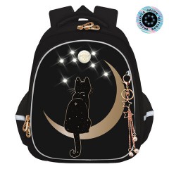 Ранец GRIZZLY анатомическая спинка, c брелоком, для девочек, "NIGHT CAT", 36х28х20 см, RAz-286-1/1 Ранец GRIZZLY анатомическая спинка, c брелоком, для девочек, "NIGHT CAT", 36х28х20 см, RAz-286-1/1 - фото 11