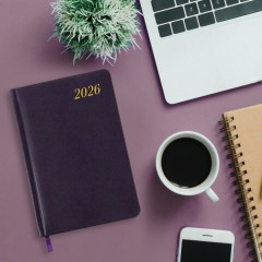 Еженедельник датированный 2026, А5, 145х215 мм, BRAUBERG "Iguana", под кожу, темно-фиолетовый, 117172 - фото 5