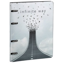 Тетрадь на кольцах А5 (180х220 мм), 80 листов, под кожу, клетка, BRAUBERG VISTA, Infinite way, 112132