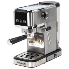 Кофеварка рожковая SONNEN CM-2033, ручной капучинатор, сенсор, 1 л, 1350 Вт, 19 бар, 457883