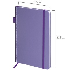 Блокнот А5 135x212 мм BRAUBERG "Edge", под кожу, резинка, держатель, 80 л., клетка, сиреневый, 117150 - фото 3