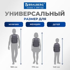 Рюкзак BRAUBERG HIGH SCHOOL универсальный, 3 отделения, "Осень", серый, 46х31х18 см, 225518 - фото 16