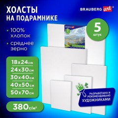 Холсты на подрамнике BRAUBERG ART CLASSIC, НАБОР 5 шт., грунтованные, 100% хлопок, среднее зерно, 190650 Холсты на подрамнике BRAUBERG ART CLASSIC, НАБОР 5 шт., грунтованные, 100% хлопок, среднее зерно, 190650 - фото 6