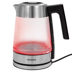 Чайник электрический с терморегулятором SONNEN KT-1809D, 1,8 л, 2200 Вт, 5 цветов подсветки, 5 температур, стекло текстура ромб, 455141 - фото 19