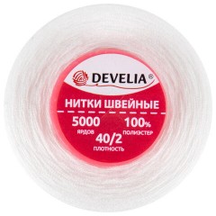 Нитки швейные 40/2 5000 ярд. (4572 м), Набор 4 белых, DEVELIA (ДЕВЕЛИЯ), 665427 - фото 4