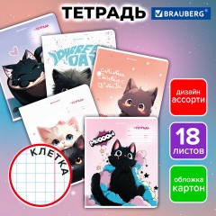 Тетрадь 18 л. BRAUBERG клетка, обложка картон, КОТИКИ, 107300 Тетрадь 18 л. BRAUBERG клетка, обложка картон, КОТИКИ, 107300 - фото 9