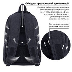 Рюкзак BRAUBERG DELTA универсальный, 2 отделения, холщовый, "Pulse", темно-серый, 44х30х14 см, 225296 Рюкзак BRAUBERG DELTA универсальный, 2 отделения, холщовый, "Pulse", темно-серый, 44х30х14 см, 225296 - фото 17