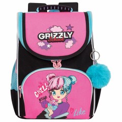 Ранец GRIZZLY анатомическая спинка, с мешком для обуви, для девочек, LIKE, 33х25х13 см, RAm-484-6/1 Ранец GRIZZLY анатомическая спинка, с мешком для обуви, для девочек, LIKE, 33х25х13 см, RAm-484-6/1 - фото 2