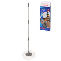 Швабра для наборов для уборки с круглой насадкой из микрофибры, черенок 130 см, LAIMA, 606745