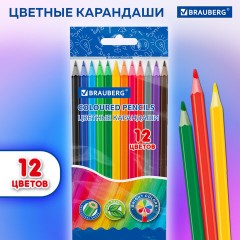 Карандаши цветные BRAUBERG, 12 цветов, цветной корпус, упаковка ПВХ-бокс, шестигранные, 182067 - фото 7