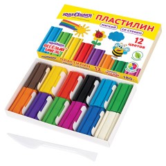 Пластилин мягкий ЮНЛАНДИЯ "ВЕСЕЛЫЙ ШМЕЛЬ", 12 цветов, 180 г, СО СТЕКОМ, 106672 - фото 2