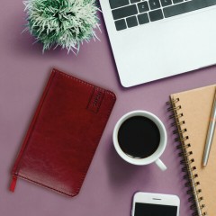 Еженедельник датированный 2026, МАЛЫЙ ФОРМАТ 95х155 мм, А6, BRAUBERG "Imperial", под кожу, бордо, 117188 - фото 5