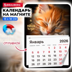 Календарь отрывной на магните на 2026 г., BRAUBERG, 130х180 мм, склейка, "Котик", 117289 Календарь отрывной на магните на 2026 г., BRAUBERG, 130х180 мм, склейка, "Котик", 117289 - фото 3