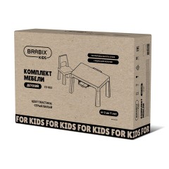 Стол детский + стул BRABIX KIDS CS-003, 2-7 лет, пластик белый + серый, 533292 - фото 12