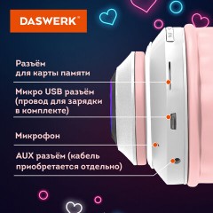 Наушники беспроводные игровые накладные, с ушками, светящиеся, розовые DASWERK STN-28, 513802 Наушники беспроводные игровые накладные, с ушками, светящиеся, розовые DASWERK STN-28, 513802 - фото 11
