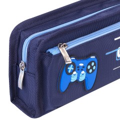 Пенал мягкий ЮНЛАНДИЯ, 2 отделения, полиэстер, "Joystick", синий, 21х6х9 см, 270274 - фото 5