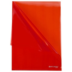 Папка-уголок прозрачная А4 BRAUBERG UNIVERSAL, красная, 0,10 мм, со штрихкодом, 273047 - фото 3
