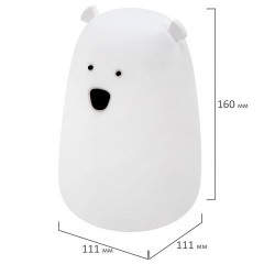 Ночник силиконовый LED "Медведь" 111x111x160 мм, белый свет/RGB, таймер, USB, аккумулятор 1200 мАч, DASWERK (ДАСВЕРК), 238938 - фото 6