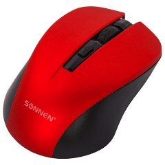 Мышь беспроводная с бесшумным кликом SONNEN V18, USB, 800/1200/1600 dpi, 4 кнопки, красная, 513516 Мышь беспроводная с бесшумным кликом SONNEN V18, USB, 800/1200/1600 dpi, 4 кнопки, красная, 513516 - фото 2