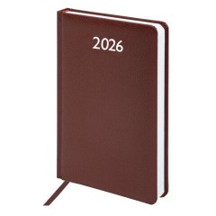 Ежедневник датированный 2026, А5, 138x213 мм, BRAUBERG "Profile", балакрон, коричневый, 117072