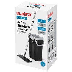 Швабра с отжимом и ведром 10л/7л двухкамерное, 2 насадки микрофибра, карманы с 2-х сторон, рукоятка 134-154см черный AltaMop L, LAIMA,609151 - фото 9