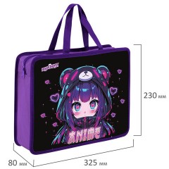 Папка на молнии с ручками ЮНЛАНДИЯ А4, 1 отделение, пластик, 80 мм, "Anime fan", 273362 Папка на молнии с ручками ЮНЛАНДИЯ А4, 1 отделение, пластик, 80 мм, "Anime fan", 273362 - фото 4