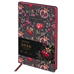 Ежедневник датированный 2026 А5 138x213 мм, BRAUBERG "Vista", под кожу, гибкий, "Pomegranate", 117449