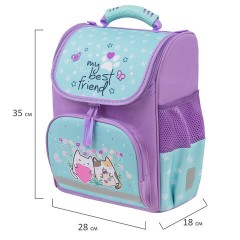 Ранец ПИФАГОР BASIC, 1 отделение, 3 кармана, эргономичная спинка, "Cat friends", 35х28х18 см, 272048 Ранец ПИФАГОР BASIC, 1 отделение, 3 кармана, эргономичная спинка, "Cat friends", 35х28х18 см, 272048 - фото 2