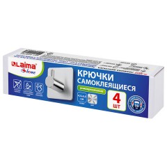 Крючки самоклеящиеся универсальные 4,5x4,5 см, КОМПЛЕКТ 4 шт., сталь, серебристые, LAIMA Home, 608785 Крючки самоклеящиеся универсальные 4,5x4,5 см, КОМПЛЕКТ 4 шт., сталь, серебристые, LAIMA Home, 608785 - фото 2