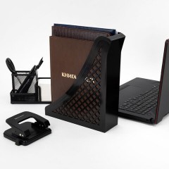 Лоток вертикальный для бумаг BRAUBERG ECO, 240х80х290 мм, сетчатый, черный, 239014 - фото 8