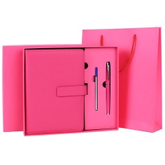 Ежедневник в подарочном наборе 5 в 1, А5, 145x212 мм, BRAUBERG "President", под кожу, 160 листов, розовый, 116852